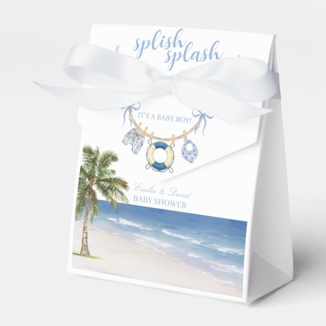 Ballotins Splish Splash Beach Baby Shower Favor Box (Verso)