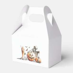 Ballotins Squelette avec citrouille et boire. Halloween.
