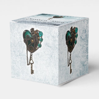 Ballotins Steampunk Coeur Turquoise Mariage Favor Box