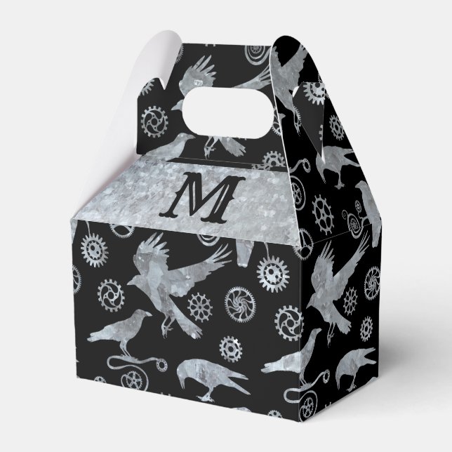 Ballotins Steampunk Silver Zinc Gears & Crows Monogram (Verso)