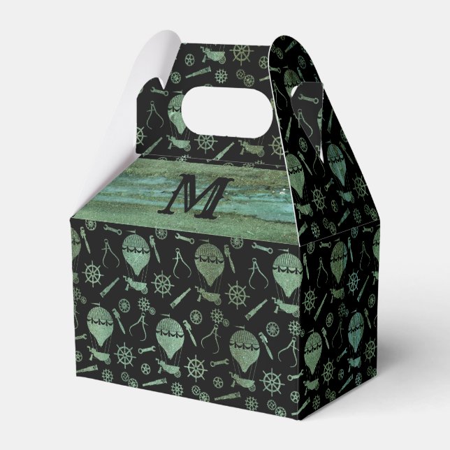 Ballotins Steampunk Verdigris Balloon Monogram Gable (Verso)