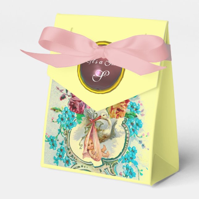 Ballotins STORK BÉBÉ FILLE DOUCHE ROSE GEM MONOGRAM Jaune (Verso)
