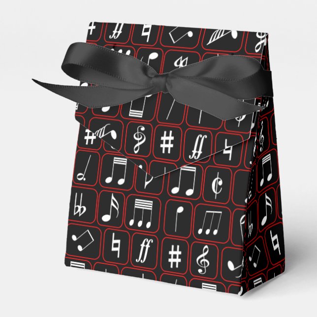 Ballotins Stylish red black and white geometric music notes (Verso)