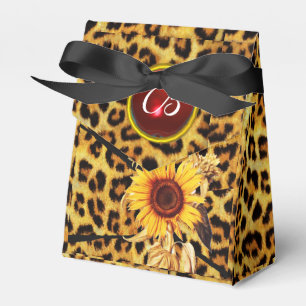 BALLOTINS SUNFLOWER, LEOPARD FUR BOW SUMMER PARTY MONOGRAM