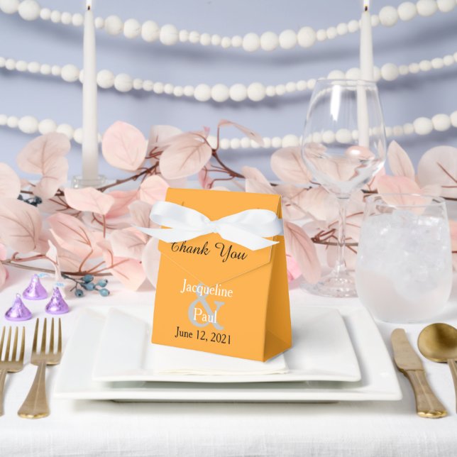 Ballotins Sunset Heart Orange Blanc Mariage Faveur Box (Mariage)