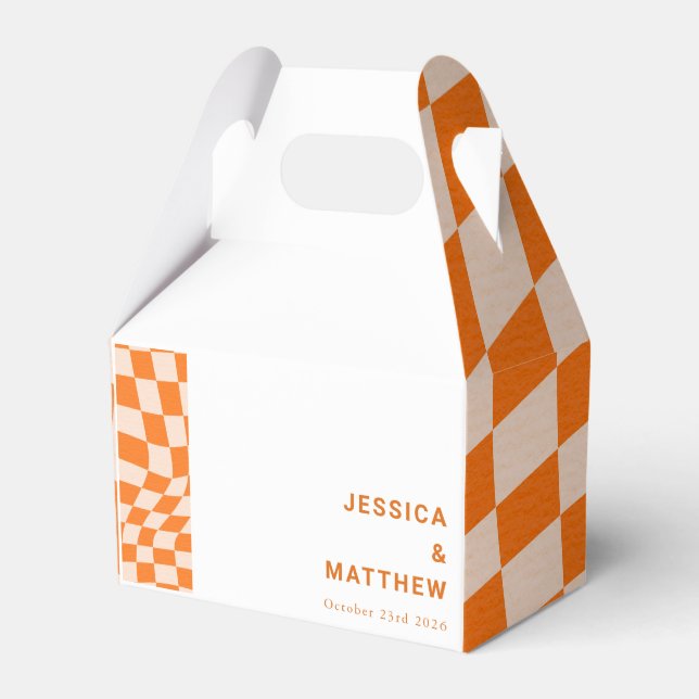 Ballotins Super Retro Orange Abstrait Check Mariage personna (Verso)