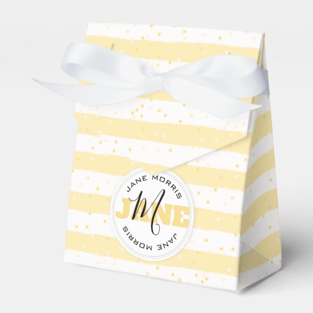 Ballotins Suuny Jaune et Blanc Monogramme Nom Stripes (Verso)