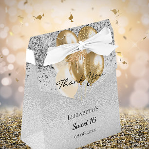 Ballotins Sweet 16 ballons d'or d'argent merci
