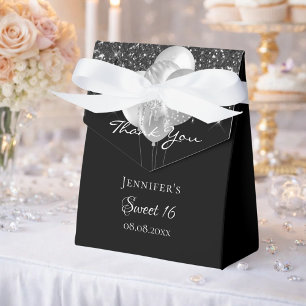 Ballotins Sweet 16 ballons en argent noir parties scintillan