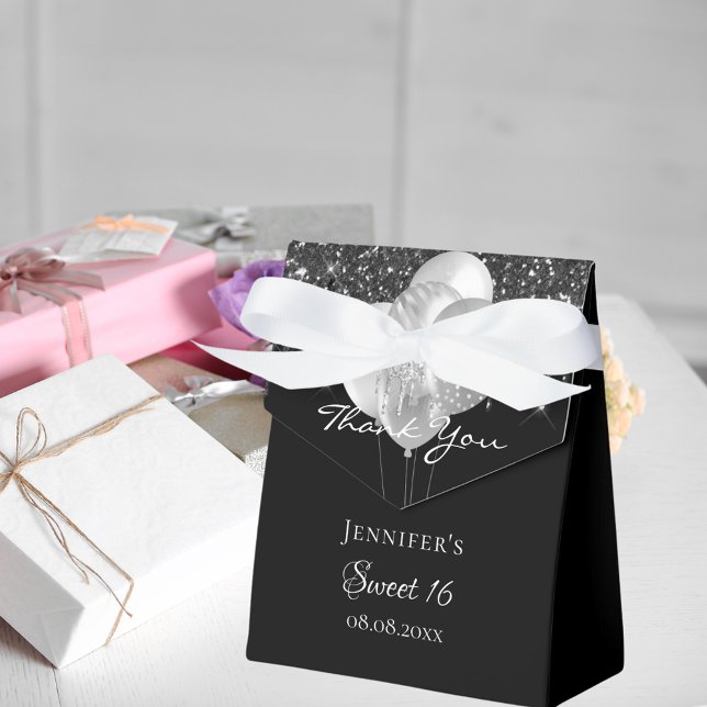 Ballotins Sweet 16 ballons en argent noir parties scintillan (Créateur téléchargé)