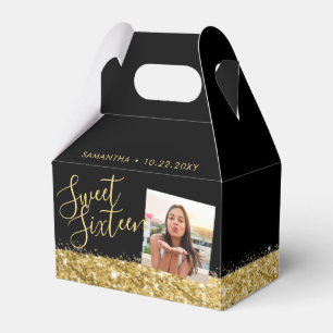 Ballotins Sweet 16 photo personnalisée Black Gold