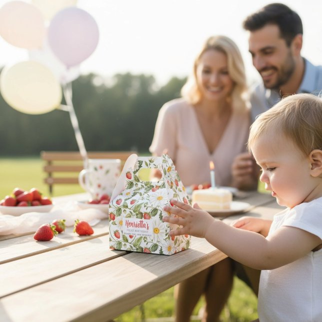 Ballotins Sweet Strawberry First Birthday Favor Box (Créateur téléchargé)