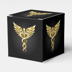 Ballotins Symbole caducee polygonale en or