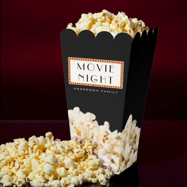Ballotins Symbole du Marquee du Théâtre de Nuit Famille (Family Movie Night Theater Marquee Sign Popcorn Favor Boxes
)