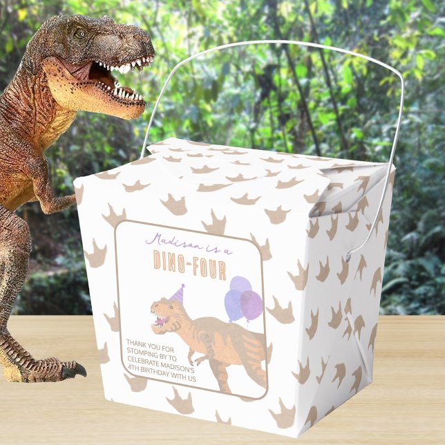 Ballotins T-Rex Tan Merci Anniversaire Dino Party (These dinosaur birthday party favor boxes are ready to be personalized by you)