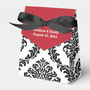Ballotins Tapisserie rouge noir et blanc Mariage Favor Boxes