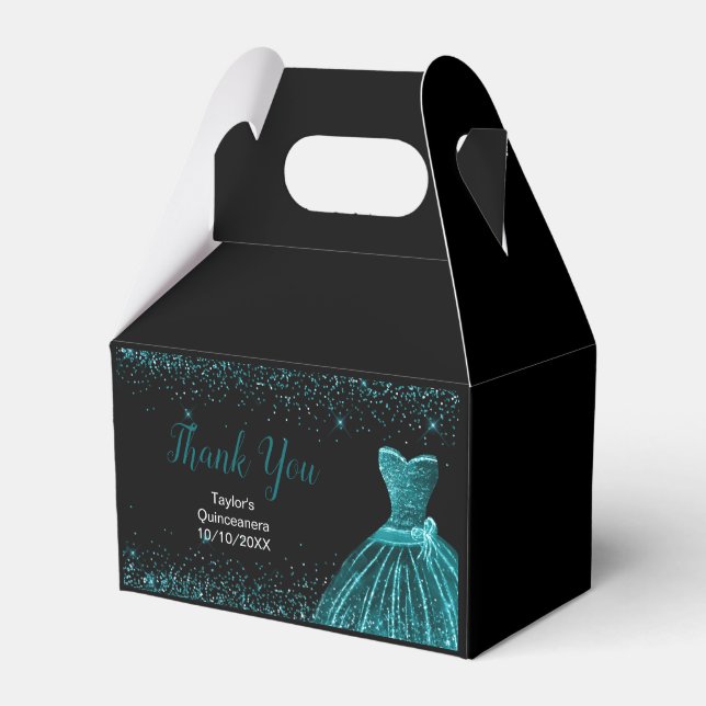 Ballotins Teal Blue Dress Faux Glitter Quinceanera (Verso)