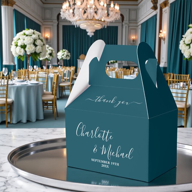 Ballotins Teal Script Minimalist Wedding Thank You (Créateur téléchargé)
