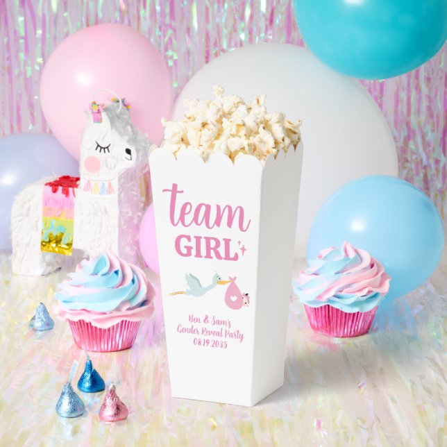 Ballotins Team Girl Rose Genre Revela Party Custom Popcorn (Fête)