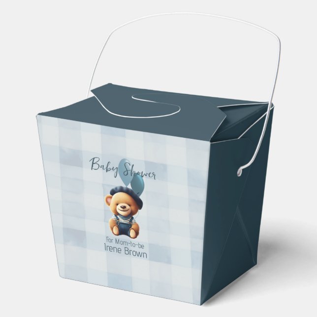 Ballotins Teddy Bear Jean Baby shower Bleu (Recto)