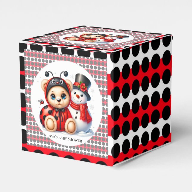 Ballotins Teddy Bear Ladybug avec Baby shower Snowman (Verso)
