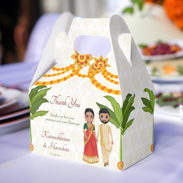 Ballotins Telugu Tamil mariage marigolds bananier (Telugu Tamil wedding marigolds banana tree Favor Box)