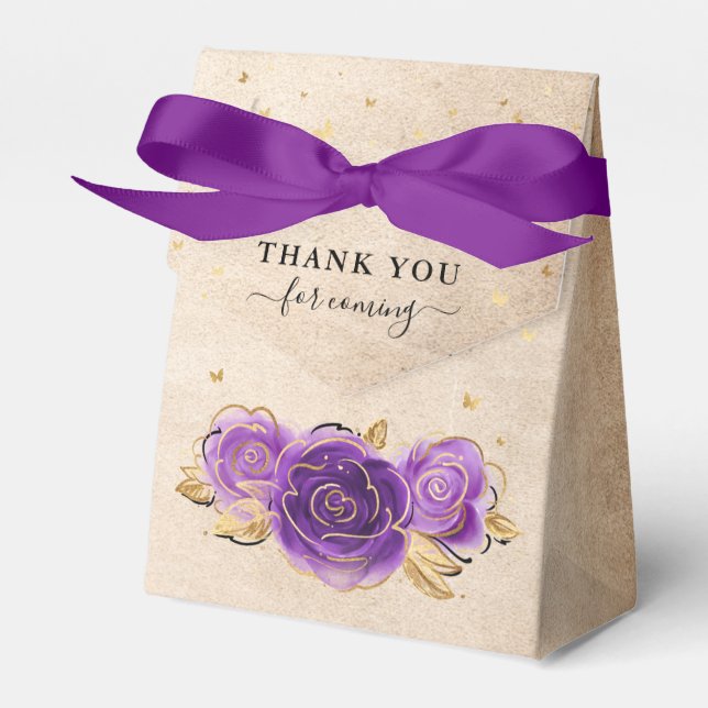 Ballotins Template Gold Crown Purple Rose Thank You Party (Verso)