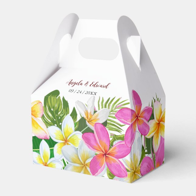 Ballotins Temple Tropical Plumeria Tree Mariage Favor Box (Verso)