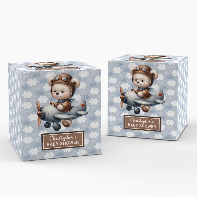 Ballotins Tendy Bear Pilote Garçon Baby Ballotin (Trendy Teddy Bear Pilot Boy Baby Favor Box)