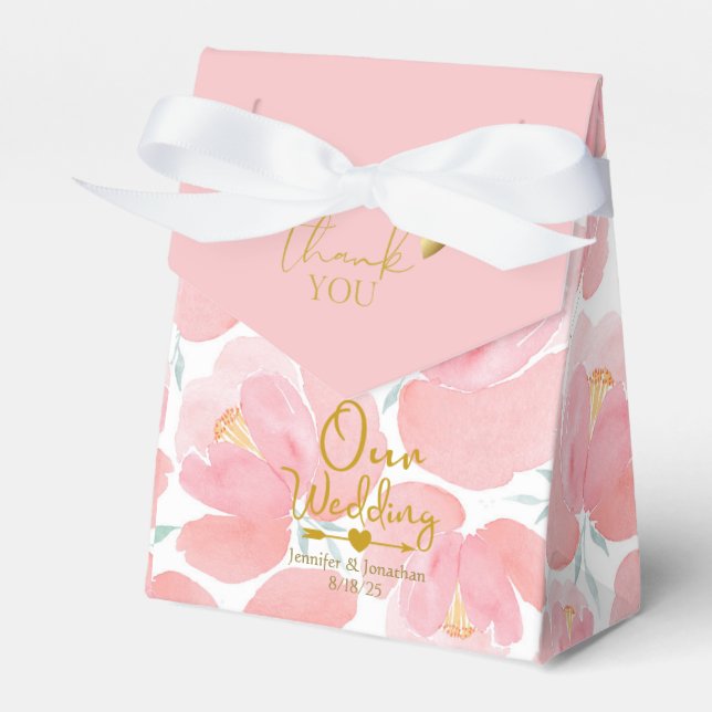 Ballotins Tente Mariage couleur or rose personnalisée (Verso)