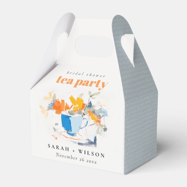 Ballotins Théière florale moderne Mariage Shower Thé Party  (Verso)