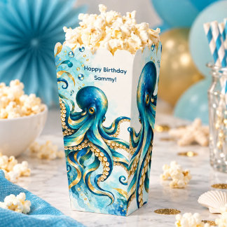 Ballotins Thème Océan | Pieuvre | Boîte de Popcorn pour Évén