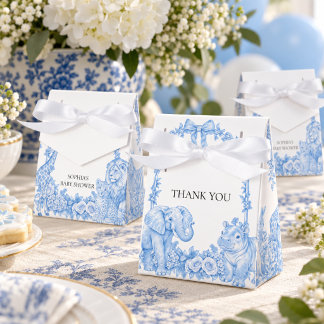 Ballotins Toile de Jouy Bleue Safari Baby Shower Remerciemen