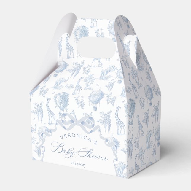 Ballotins Toile de Jouy Safari animaux Arch Baby shower bleu (Verso)