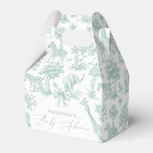Ballotins Toile de Jouy Safari animaux sauge vert pastel