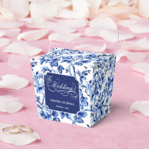 Ballotins Toile Florale Bleue & Blanc avec Mariage de callig