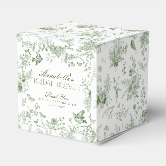 Ballotins Toile Verte De Jouy Floral Ballotin de Brunch nupt (Arrière)