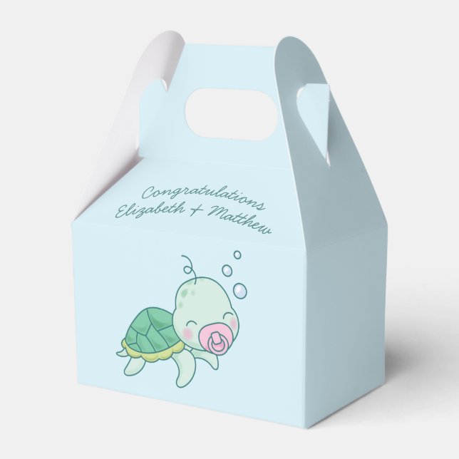 Ballotins Tortue de mer mignonne Baby shower Kawaii Rose Gir (Verso)