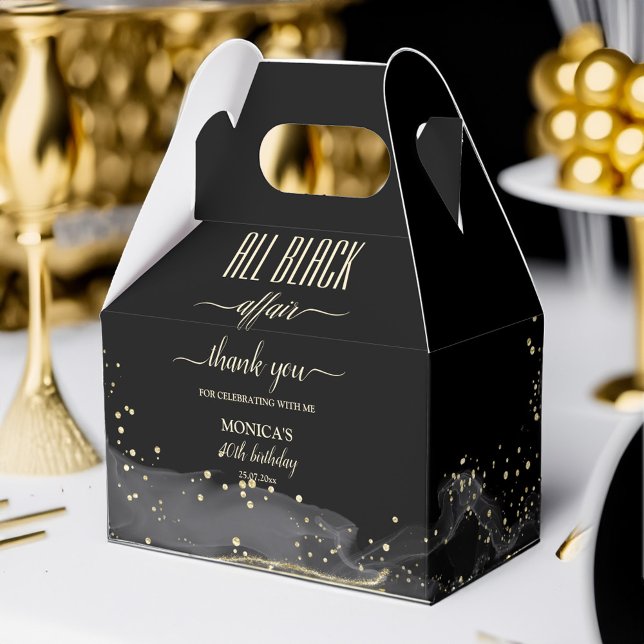 Ballotins Toute la fête d'anniversaire de l'affaire noire él (All black affair birthday party elegant minimalist favor box )