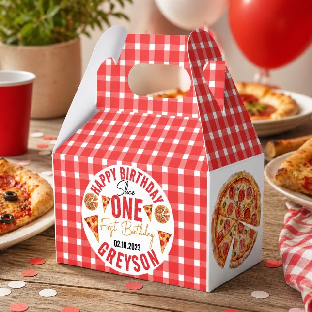 Ballotins Tranches Modernes Tranches Bébé Pizza 1er Annivers (Modern Slice Slice Baby Pizza 1st Birthday Favor Boxes)
