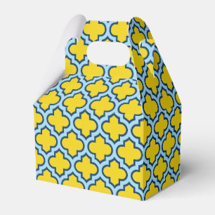 Ballotins Trellis jaune et bleu bébé, treillis, Quatrefoil