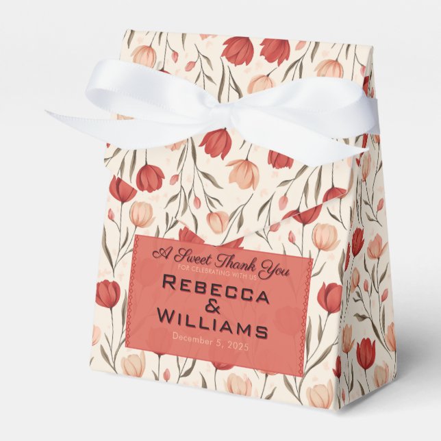 Ballotins Trendy Tulip Reception Wedding Favor Boxes (Verso)