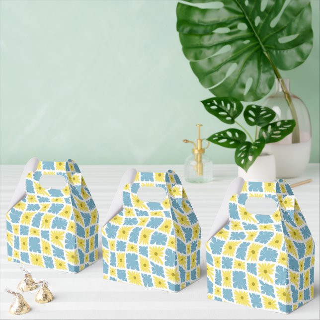 Ballotins Trippy super Wavy 60s Flower Checks Jaune Bleu (Multiple)