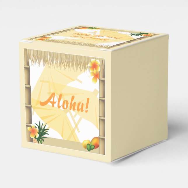 Ballotins Tropical Luau Party Tiki Hut Party Favoriser Box (Verso)