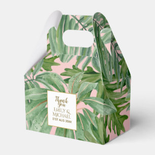 Ballotins Tropical Palm Leaf Pink Green Gold Personnalisé