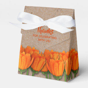 Ballotins Tulipe orange sur boîte à souvenirs style tente en