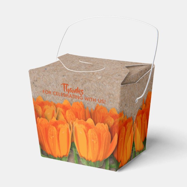 Ballotins Tulipes orange sur Boîtes de Faveur de style de pl (Verso)