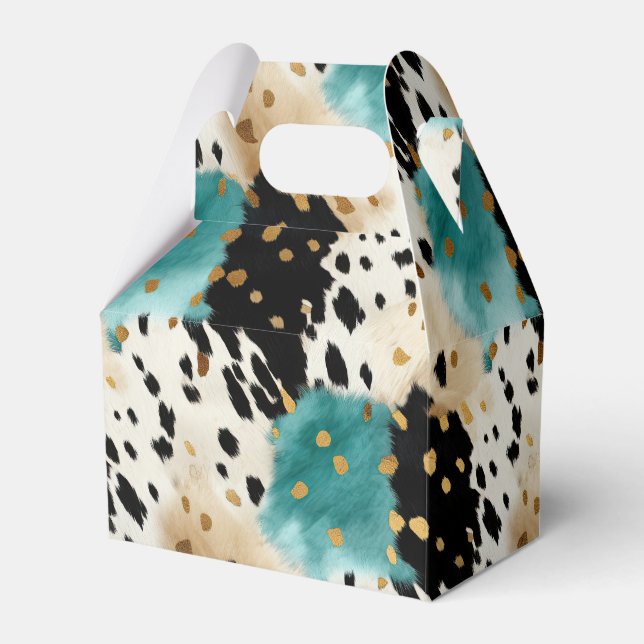 Ballotins Turquoise Black Cream Gold Western Cowhide (Verso)