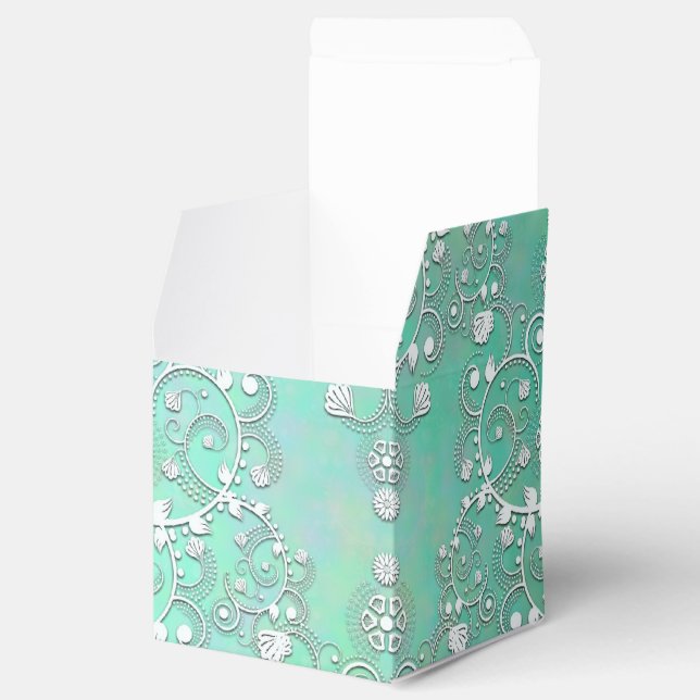 Ballotins Turquoise et blanc damassé fantaisie (Ouvert)