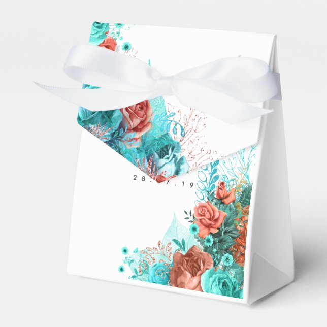 Ballotins Turquoise et Coral Tropical Mariage Merci (Verso)